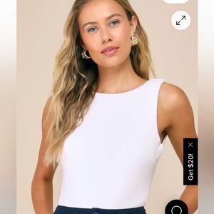 Lulu's White Sleeveless Bodysuit